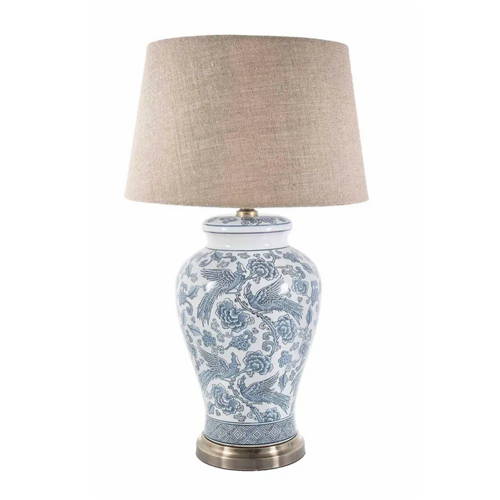 Aviary Ceramic Table Lamp Base Blue and White