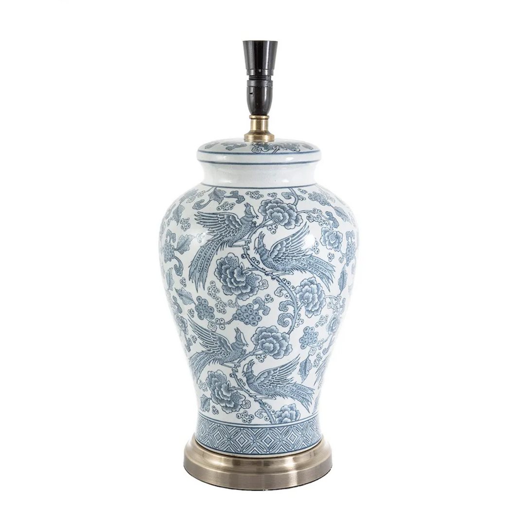 Aviary Ceramic Table Lamp Base Blue and White - Base Only