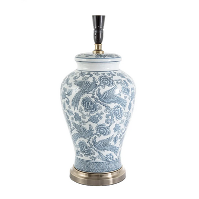 Aviary Ceramic Table Lamp Base Blue And White