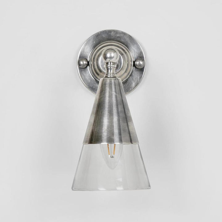 Otto Wall Light With Glass Shade Antique Silver