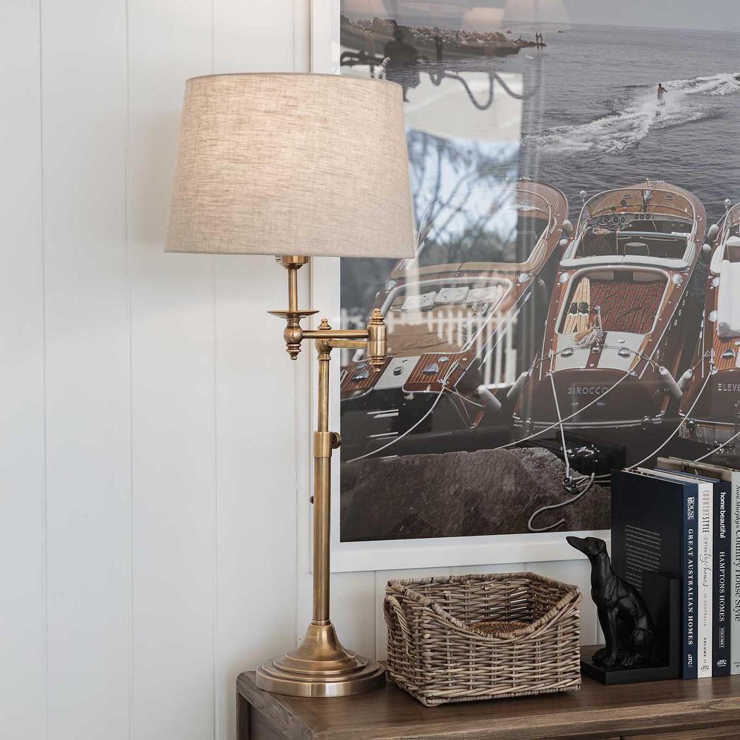 Macleay Swing Arm Table Lamp Base Antique Brass- Base Only