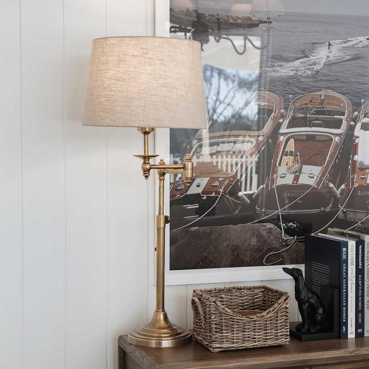Macleay Swing Arm Table Lamp Base Antique Brass- Base Only