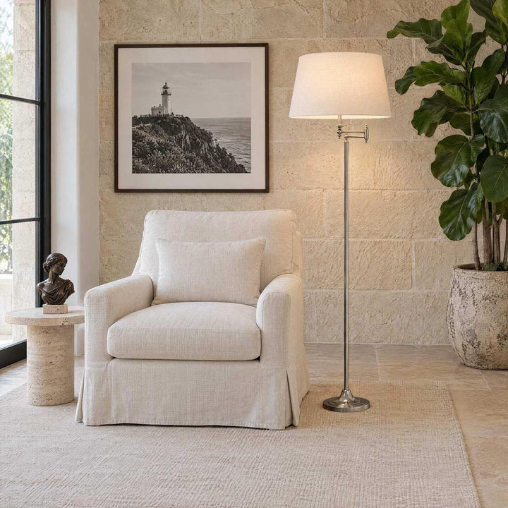 Macleay Floor Lamp Base Antique Silver- Base Only