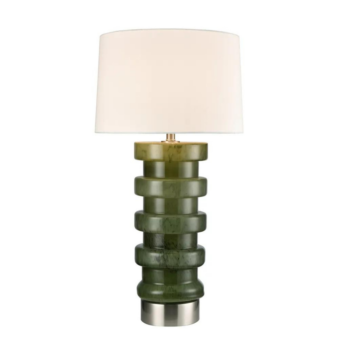 Remy Green Glass Table Lamp & White Shade