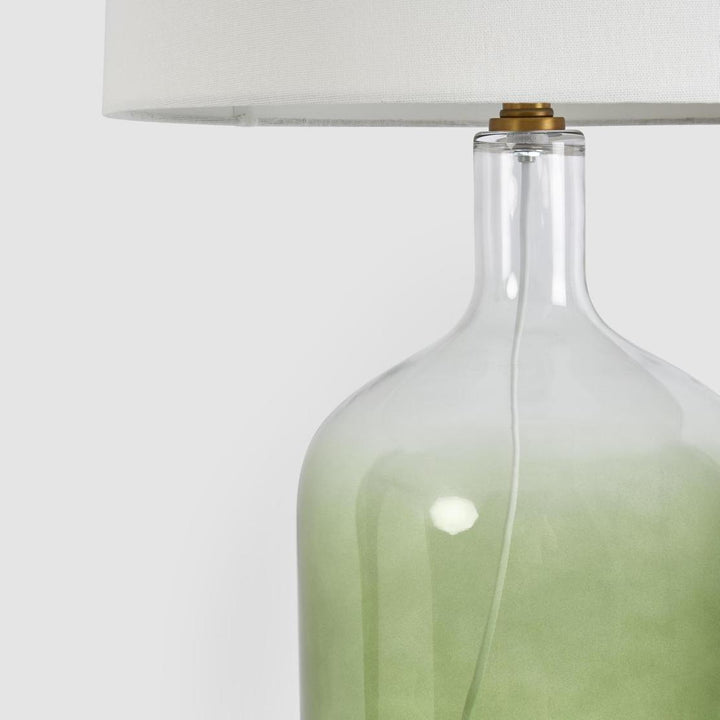 Henley Green Glass Table Lamp & White Shade