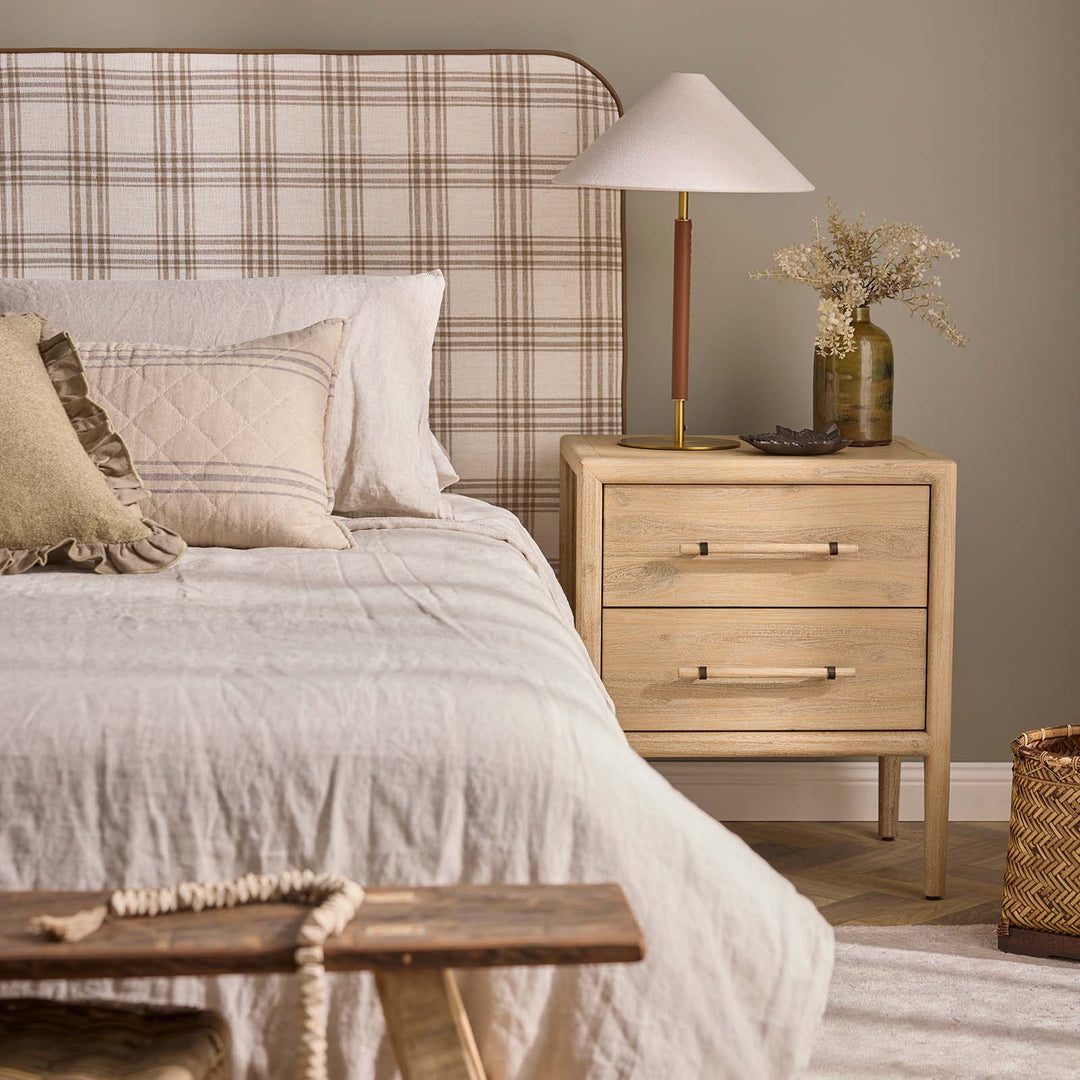 Bayview Bedside 2 Drawer Natural Whitewash