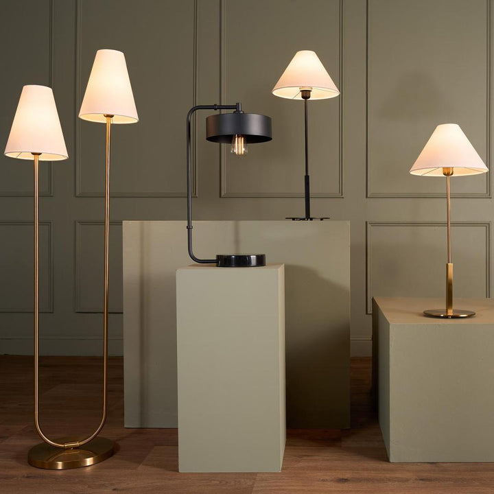 Alpine Table Lamp Antique Brass with shade
