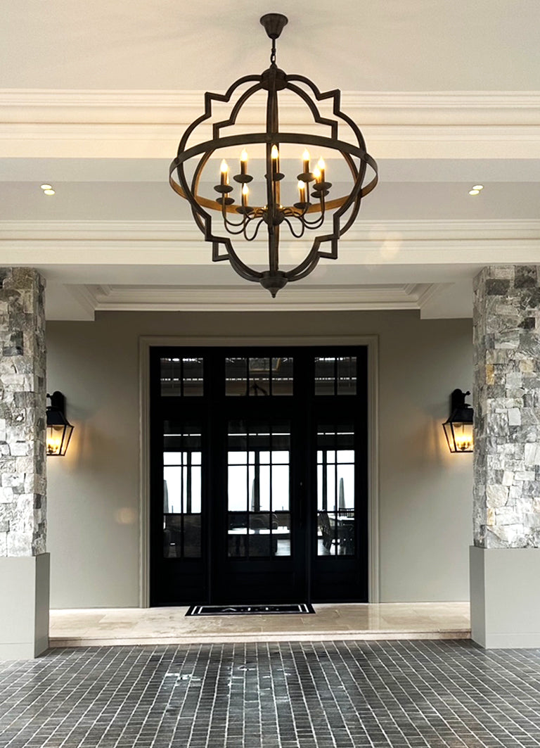 Hyatt Ceiling Pendant Extra Large Rust Brown and Silver Black