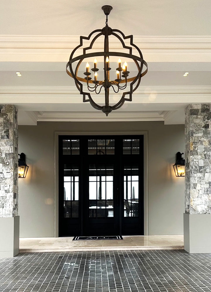 Hyatt Ceiling Pendant Extra Large Rust Brown and Silver Black