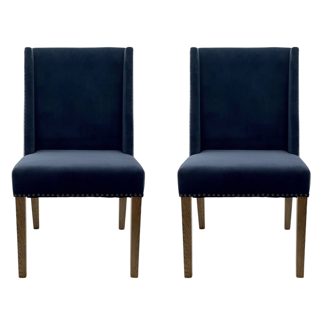 Ithaca Navy Velvet Dining Chair W/Studs