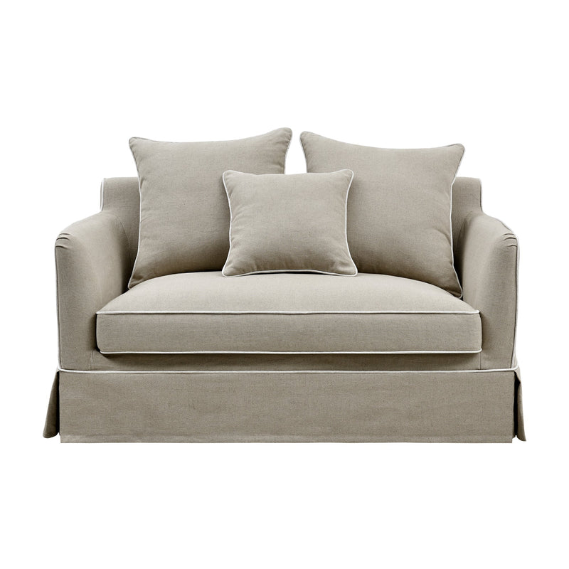 Noosa 1.5 Seat Sofa Bed Natural with White Piping