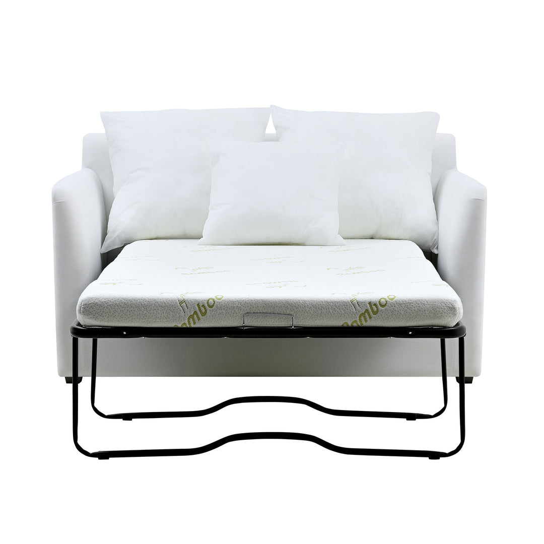 Noosa Hamptons 1.5 Seat Sofa Bed Natural W/White Piping