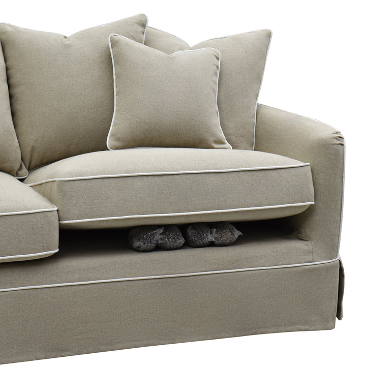 Slip Cover Only - Noosa Hamptons 2.5 Seat Sofa Natural W/White Piping