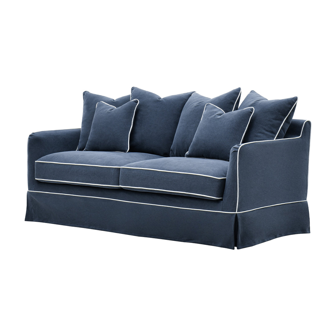 Slip Cover Only - Noosa Hamptons 2.5 Seat Sofa Navy W/White Piping