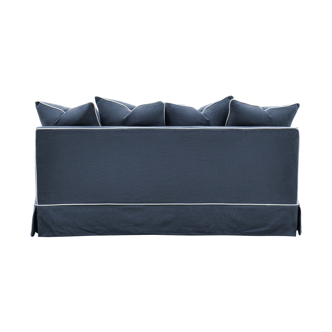 Slip Cover Only - Noosa Hamptons 2.5 Seat Sofa Navy W/White Piping