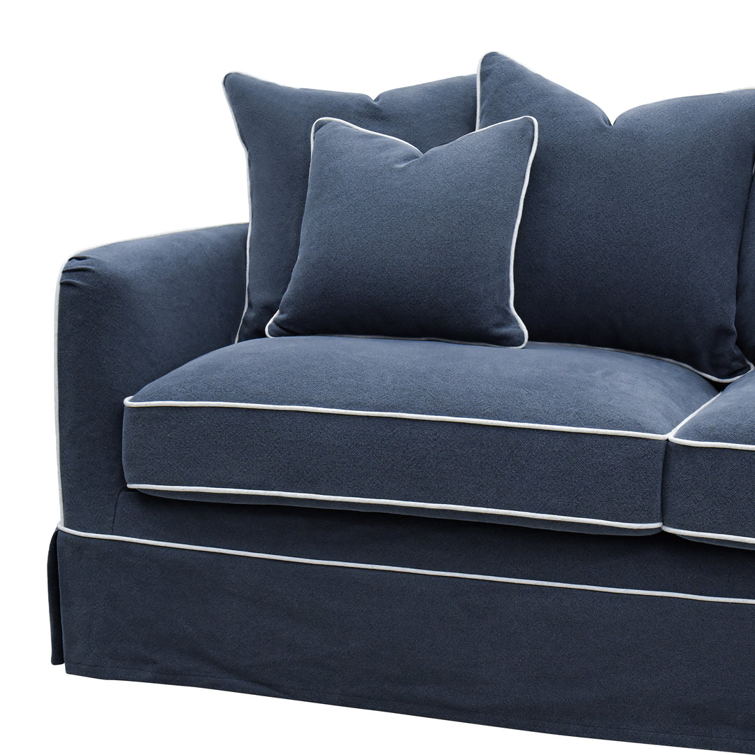 Slip Cover Only - Noosa Hamptons 2.5 Seat Sofa Navy W/White Piping