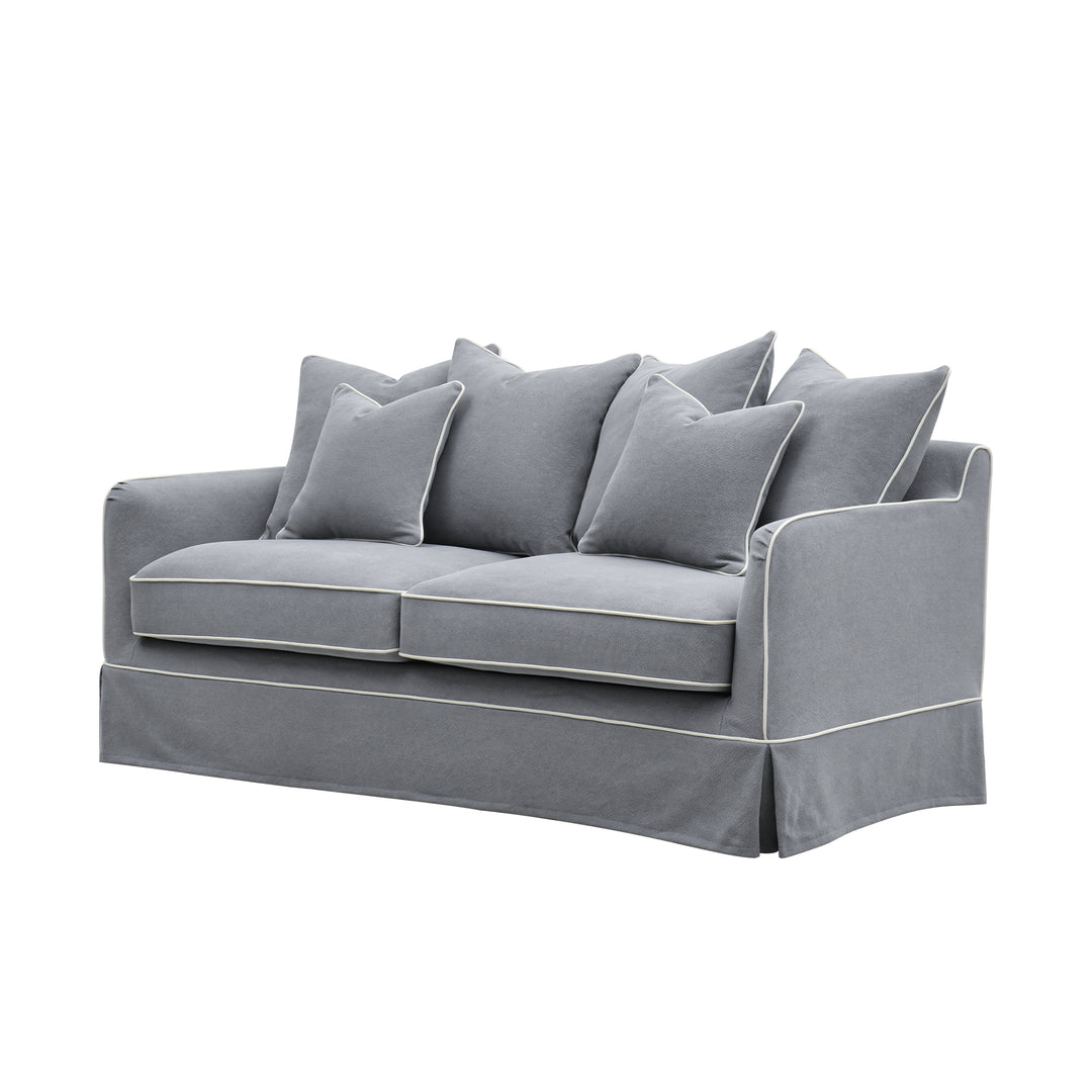 Slip Cover Only - Noosa Hamptons 2.5 Seat Sofa Grey W/White Piping