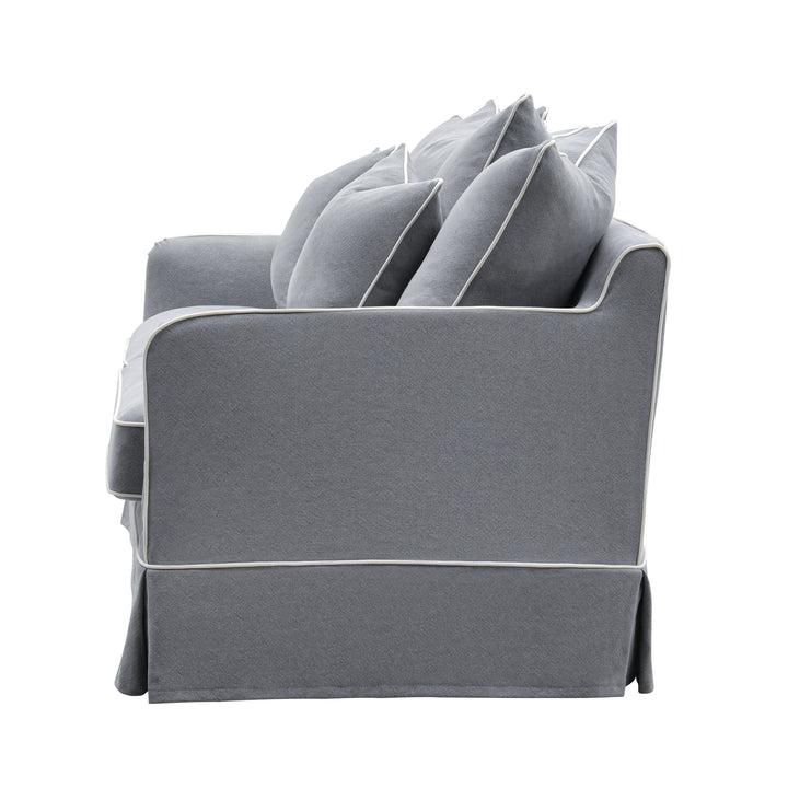 Slip Cover Only - Noosa Hamptons 2.5 Seat Sofa Grey W/White Piping