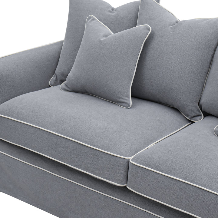 Slip Cover Only - Noosa Hamptons 2.5 Seat Sofa Grey W/White Piping