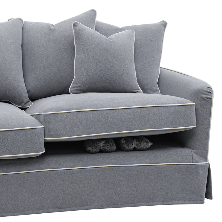 Slip Cover Only - Noosa Hamptons 2.5 Seat Sofa Grey W/White Piping