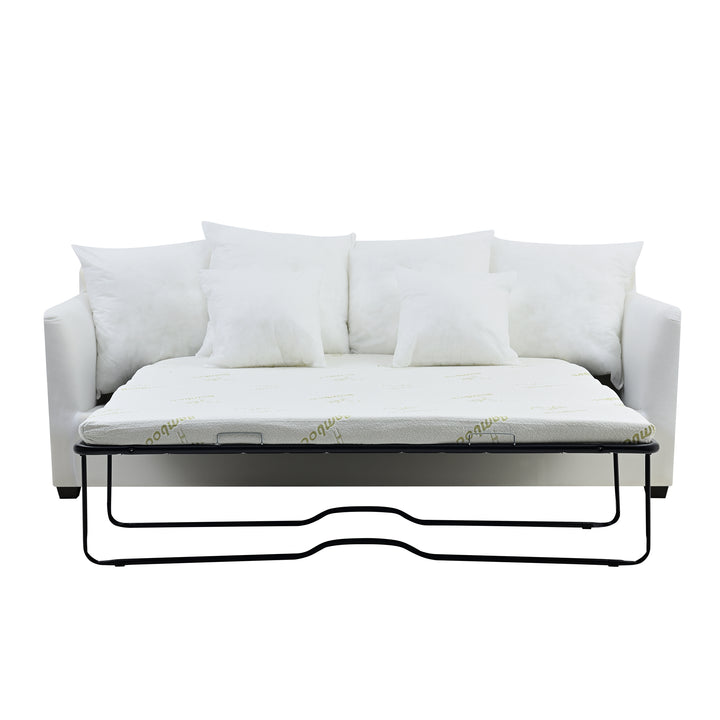 Noosa Hamptons 3 Seat Queen Sofa Bed Sky Blue Stripe