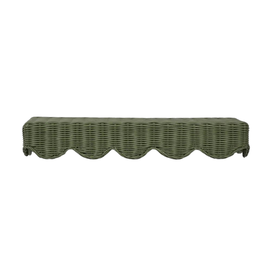 Belle Rattan Wall Shelf Green 60Cm