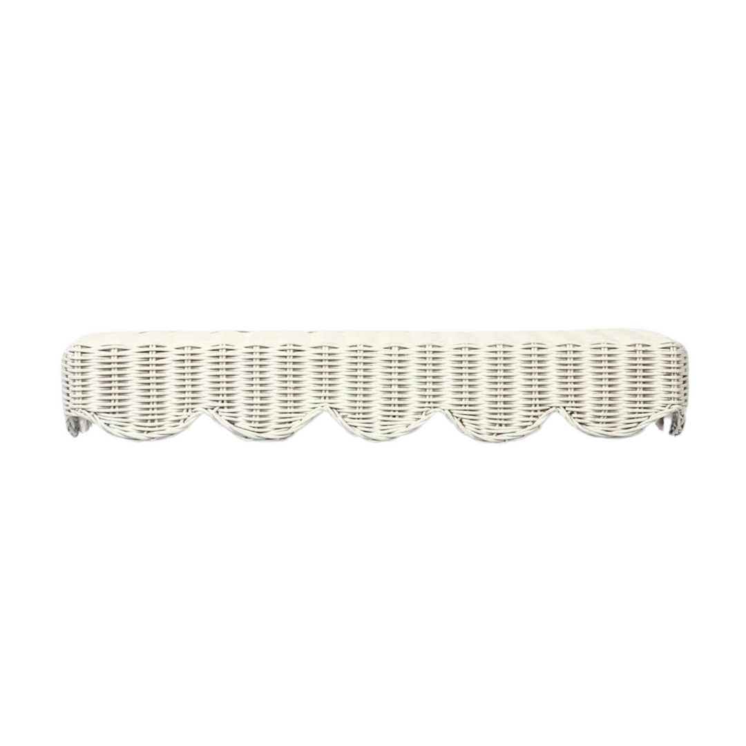 Belle Rattan Wall Shelf White 60Cm