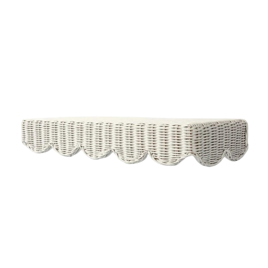 Belle Rattan Wall Shelf White 60Cm