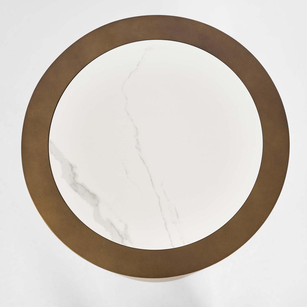 Gordon Drum Side Table
 Brass/White Stone