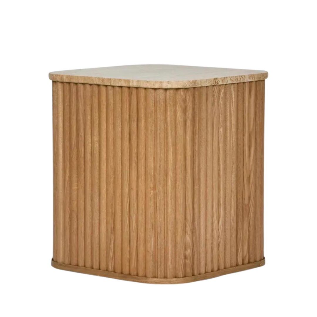 Travertine Oak Side Table