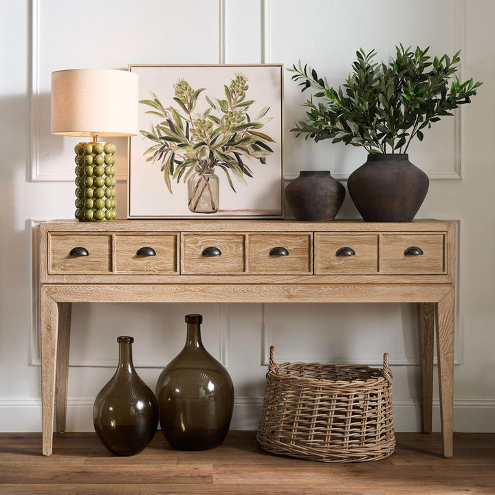Columbus Oak 6 Drawer Console Hall Table