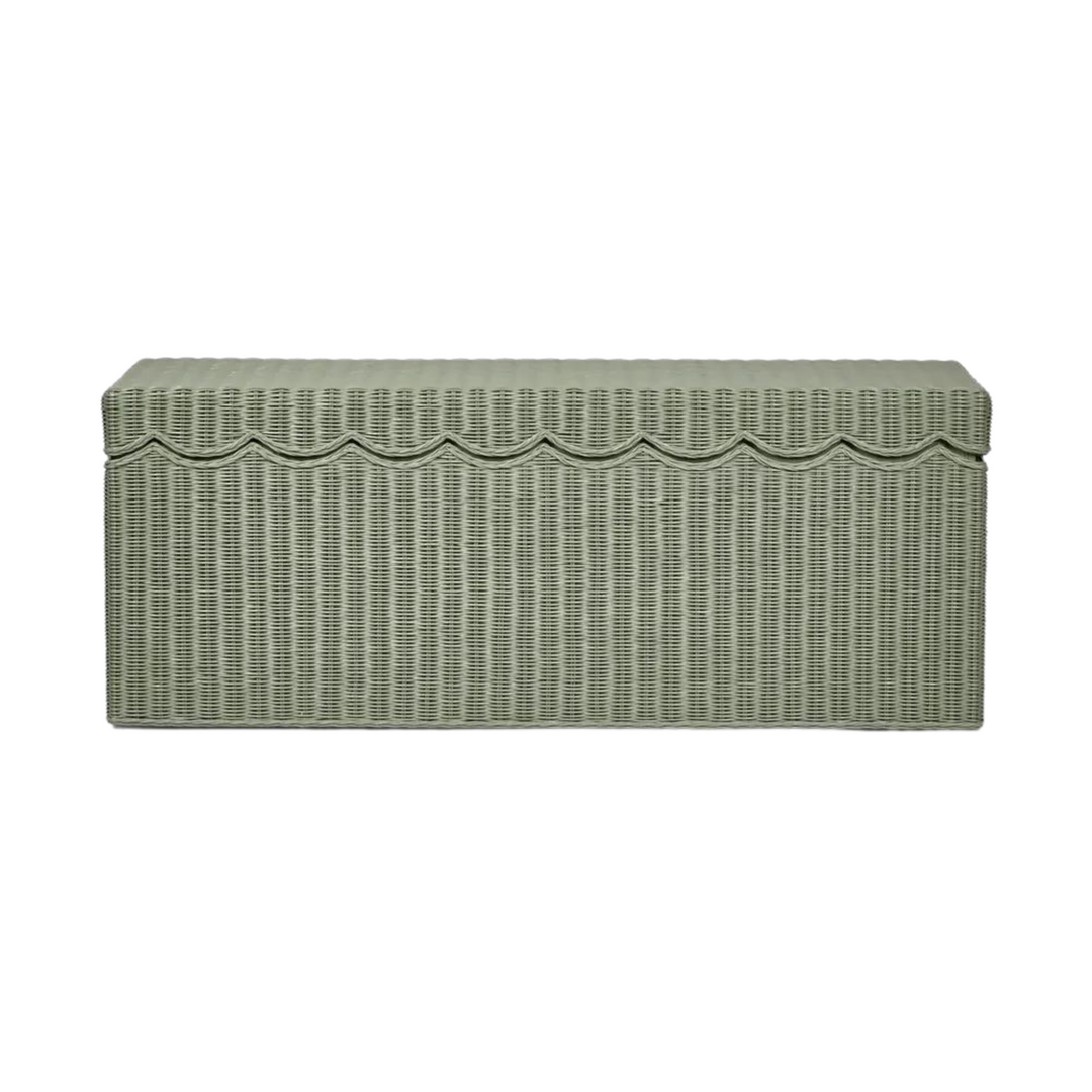 Belle Rattan Storage Bench Green - Outdoor Undercover