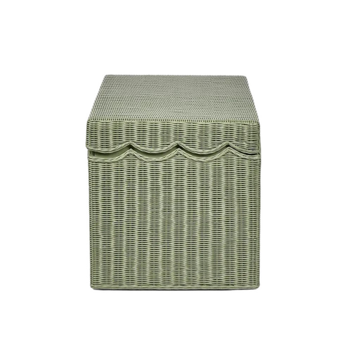 Belle Rattan Storage Bench Green - Outdoor Undercover