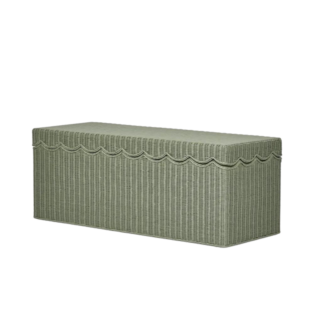 Belle Rattan Storage Bench Green - Outdoor Undercover