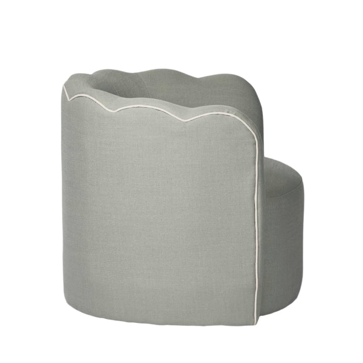 Camille Scallop Armchair Seafoam with White Piping