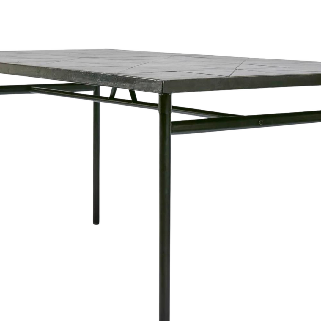 Sheffield Iron/Tiled Dining Table Black -Outdoor