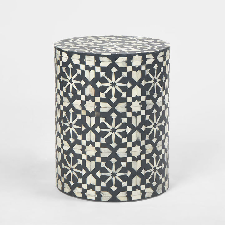 Adina Bone Inlay Side Table Grey/White