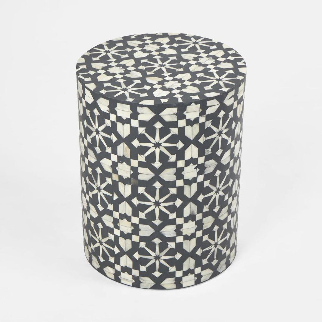 Adina Bone Inlay Side Table Grey/White