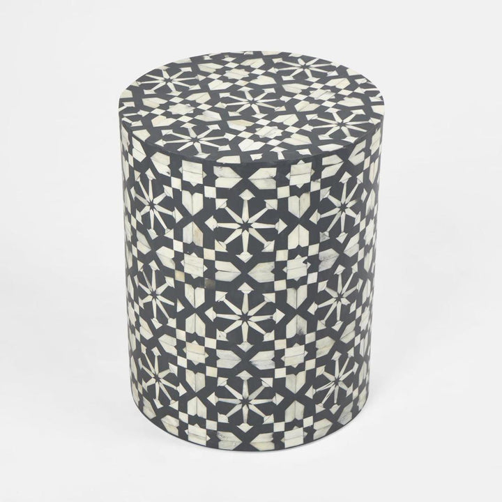Adina Bone Inlay Side Table Grey/White