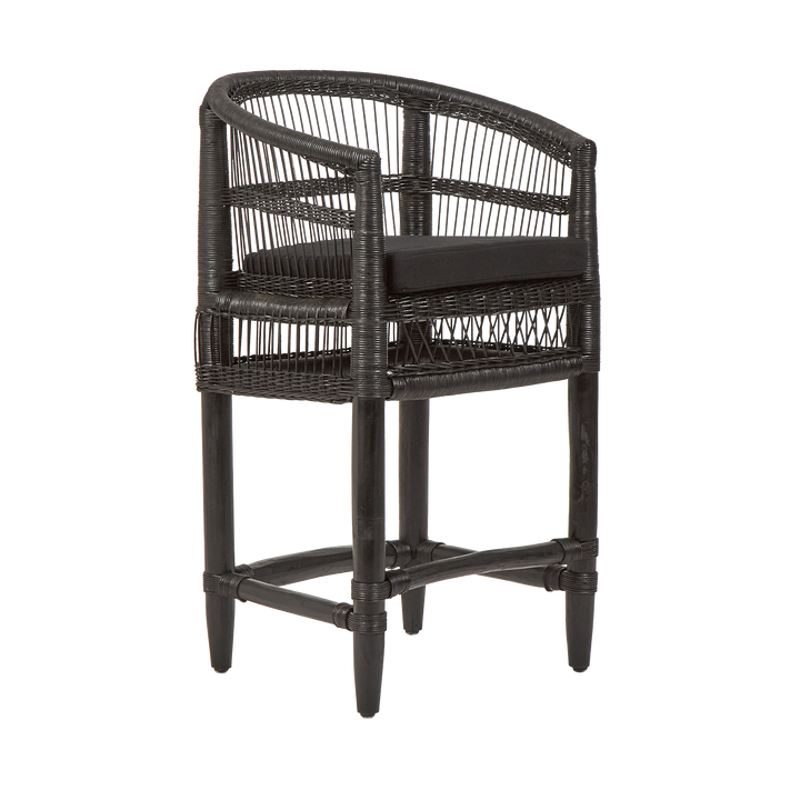 Livingstone Bar Stool Black/Black Cushion - Outdoor Under-Cover