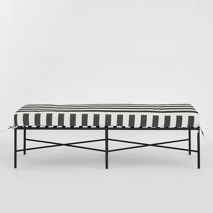 Sheffield Bench Outdoor with B/W Stripe Cushion