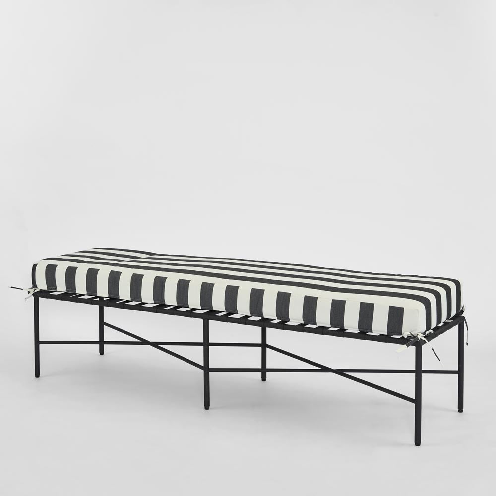 Sheffield Bench Outdoor with B/W Stripe Cushion