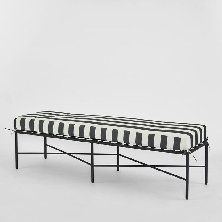 Sheffield Bench Outdoor with B/W Stripe Cushion