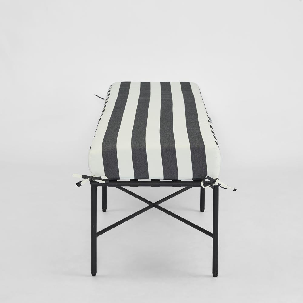 Sheffield Bench Outdoor with B/W Stripe Cushion