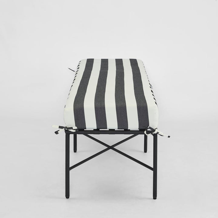 Sheffield Bench Outdoor with B/W Stripe Cushion