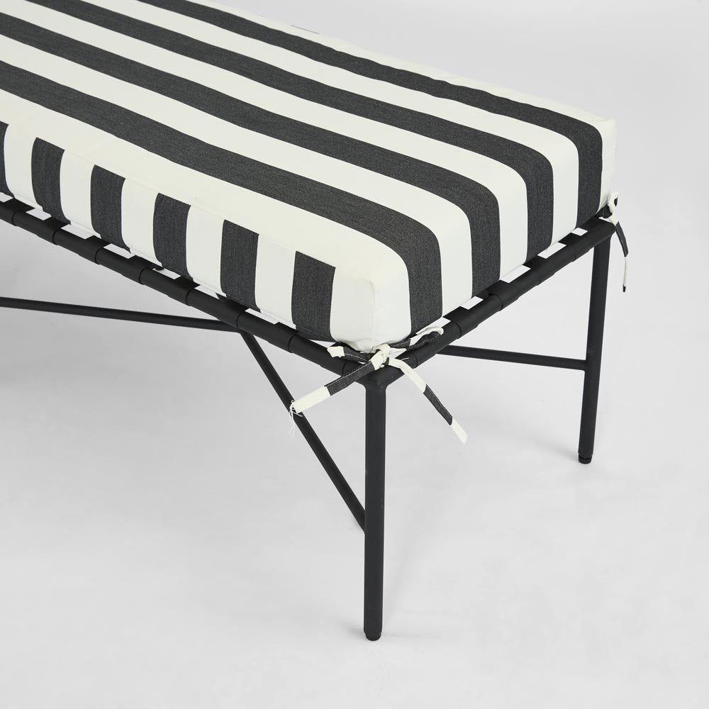 Sheffield Bench Outdoor with B/W Stripe Cushion