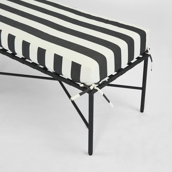 Sheffield Bench Outdoor with B/W Stripe Cushion