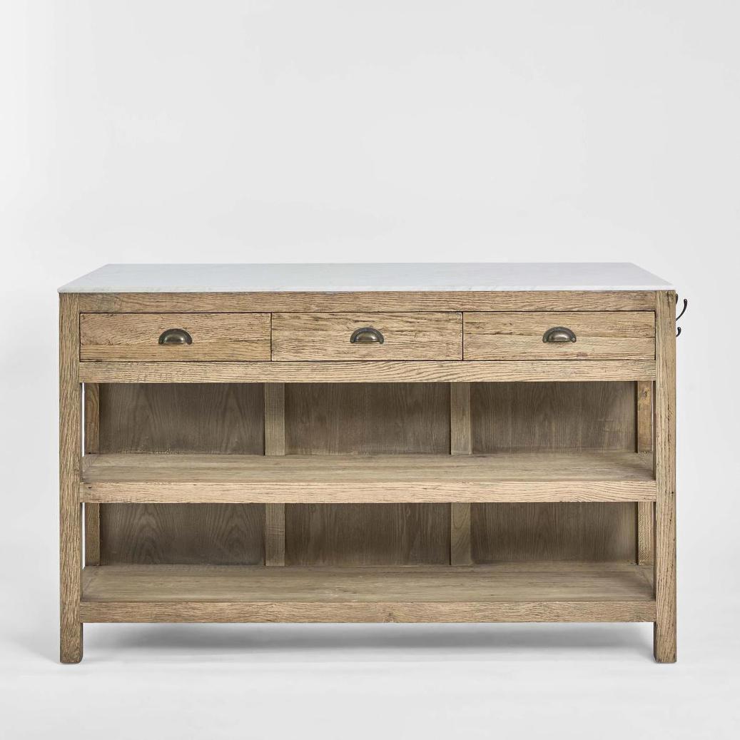 Denver Kitchen Island Natural & White