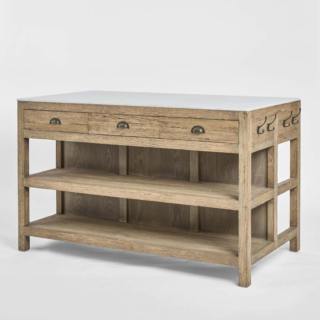 Denver Kitchen Island Natural & White