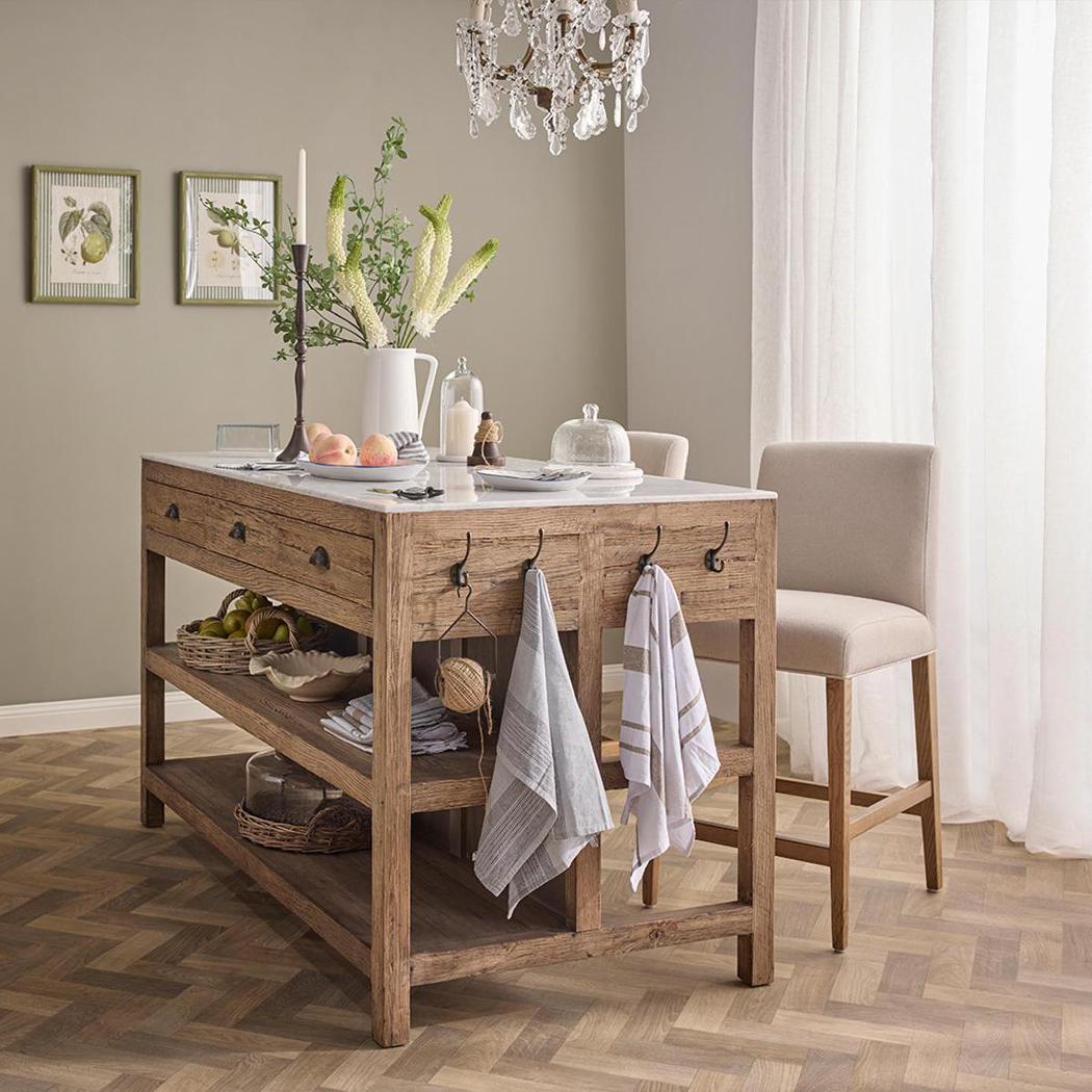 Denver Kitchen Island Natural & White